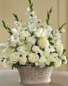 MIXED WHITE FUNERAL BASKET